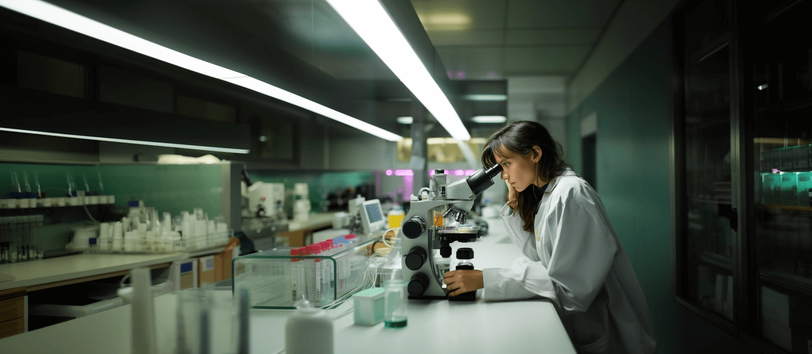 Medical laboratory with freezers and equipment